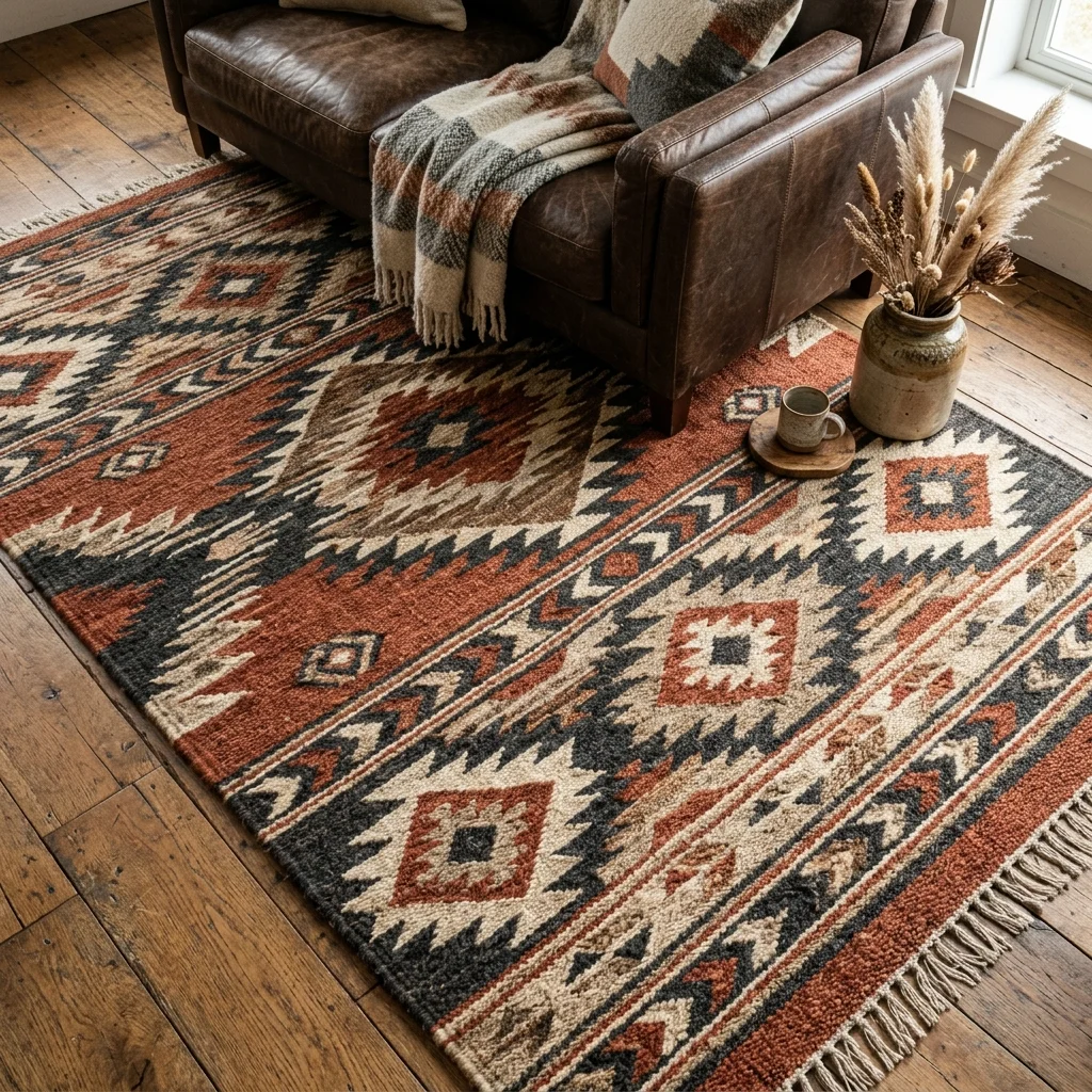 14. Woven Wool Rugs in Southwestern-Inspired Pattern