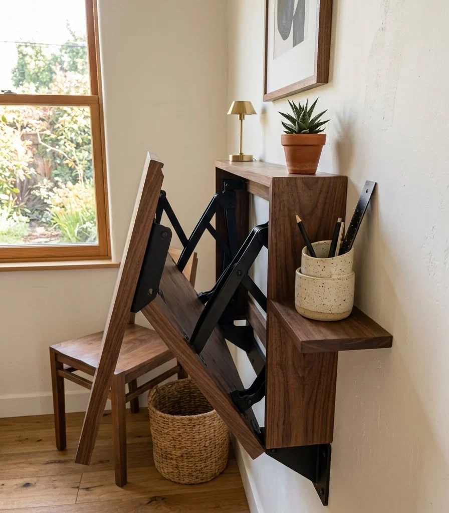 15. Add a Fold-Flat Desk That Signals the Workday Has Ended