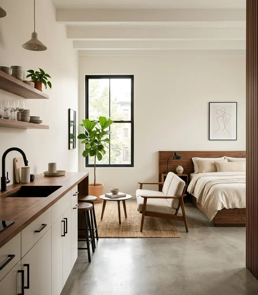15. Design Cohesive Open Floor Living in a Studio Apartment