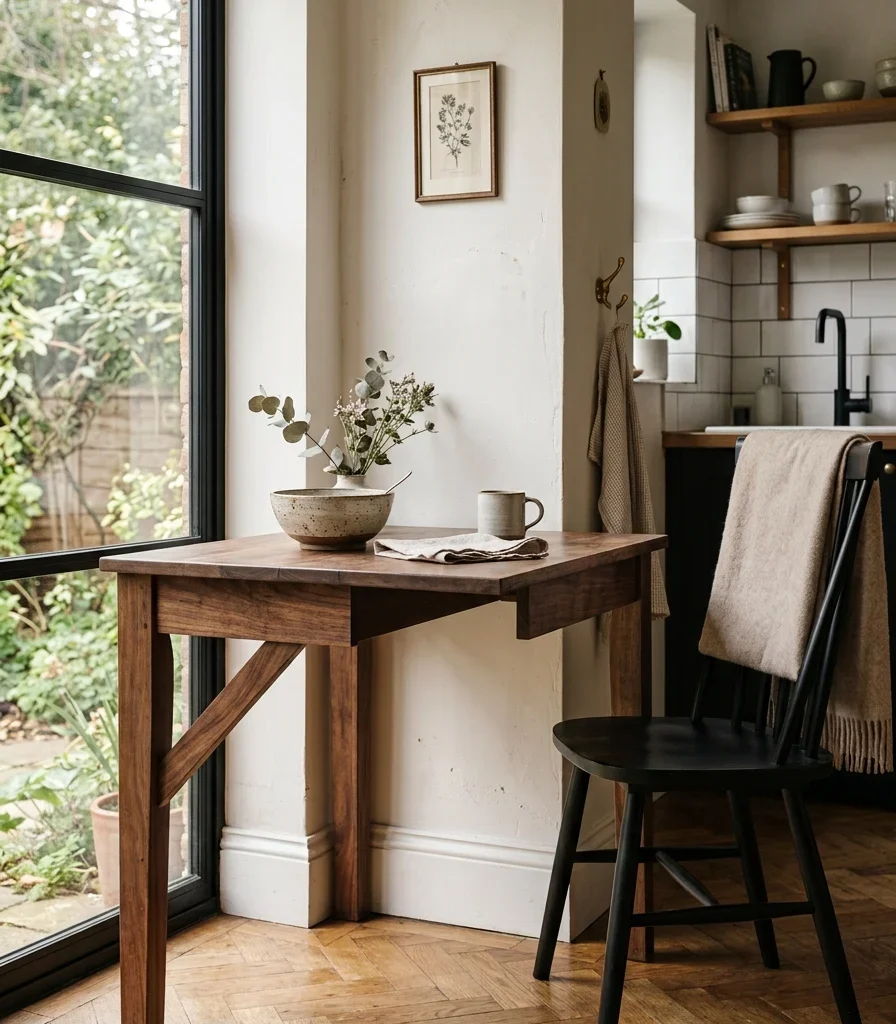 15. Use a Drop-Leaf Table for a Tight Kitchen-Dining Combo