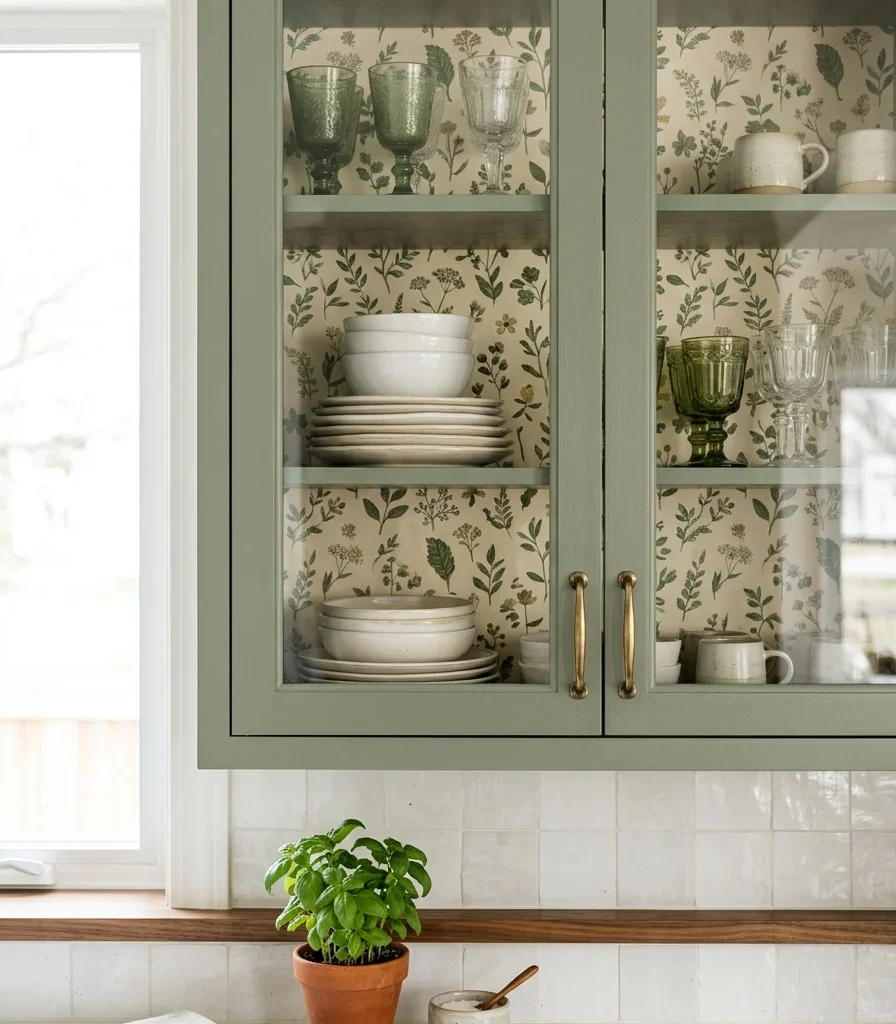 15. Wallpapering Inside Glass-Front Cabinet Doors