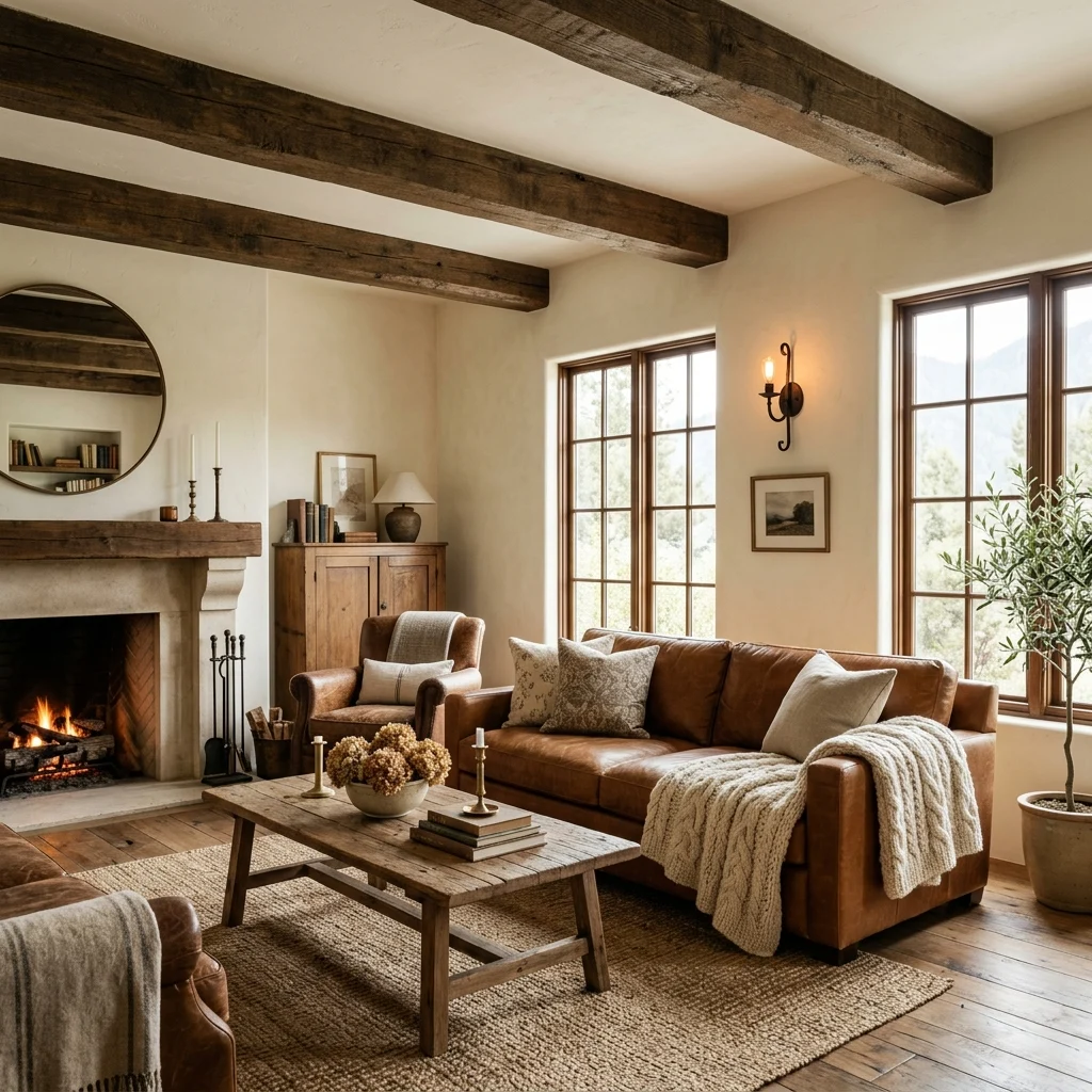 15. Warm Cream Walls to Balance Dark Wood Tones
