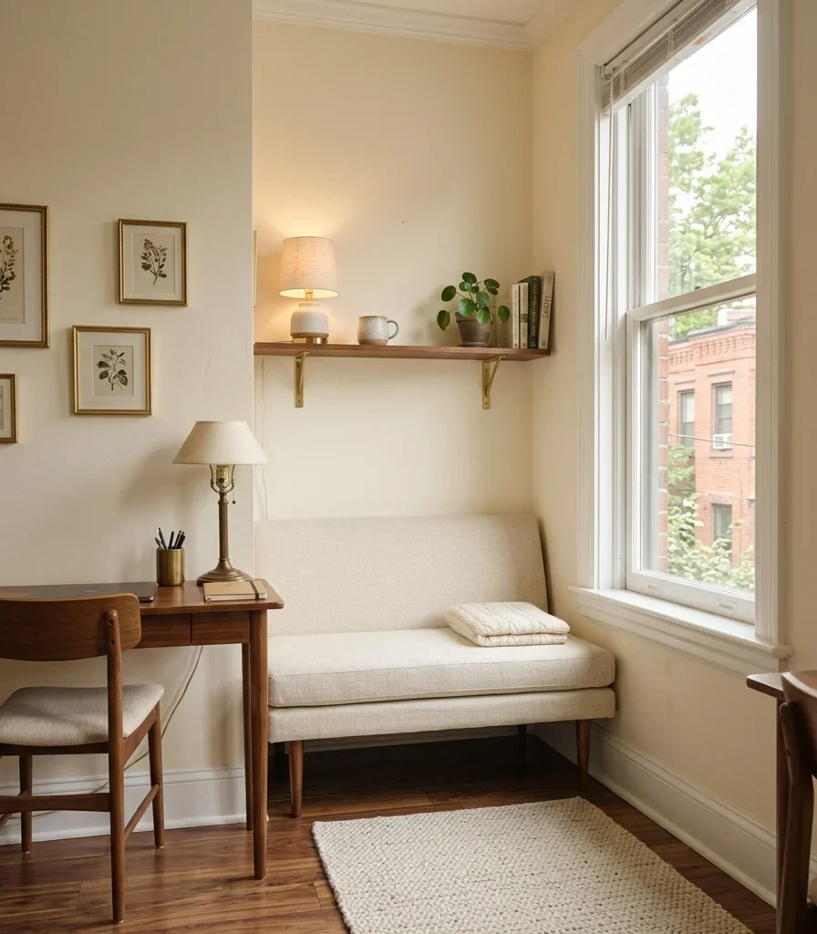 17. Choose a Compact Loveseat for a Tiny Office Nook