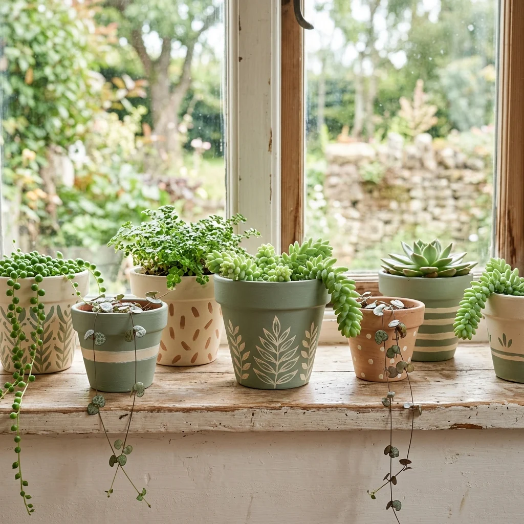 17. DIY Terracotta Pot Painting for a Cohesive Palette