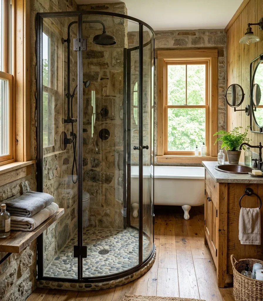 18. Choose a Corner Shower to Maximize a Tight Full Bathroom