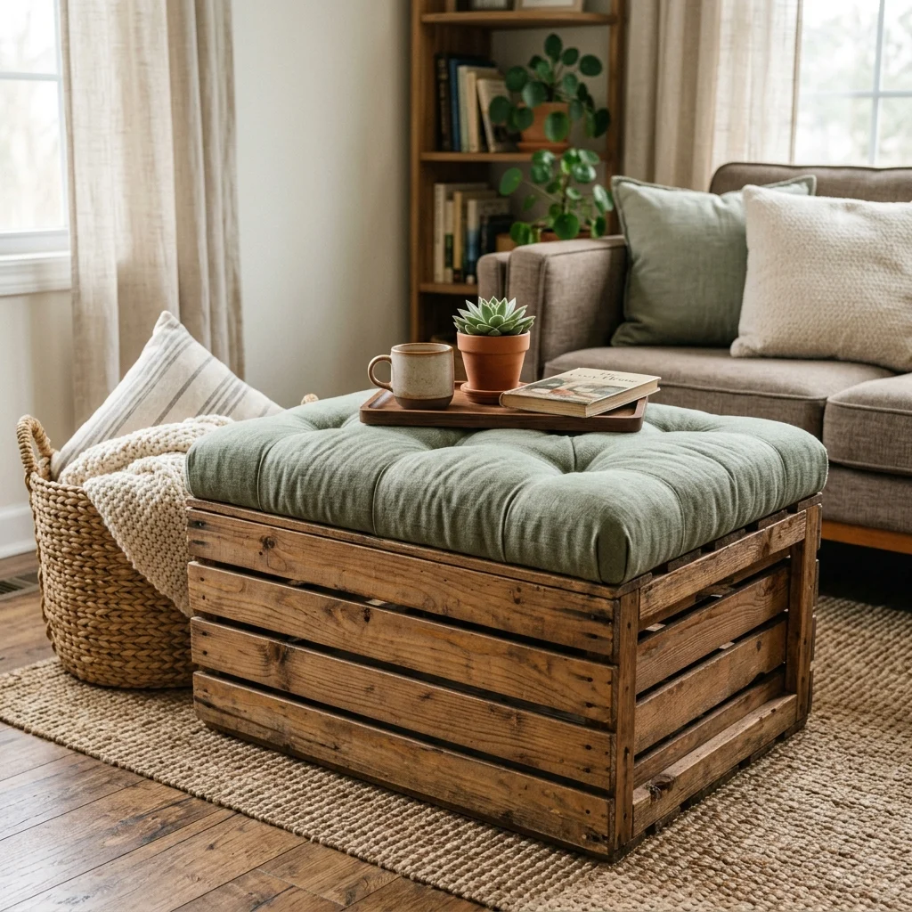18. DIY Crate Storage Ottoman