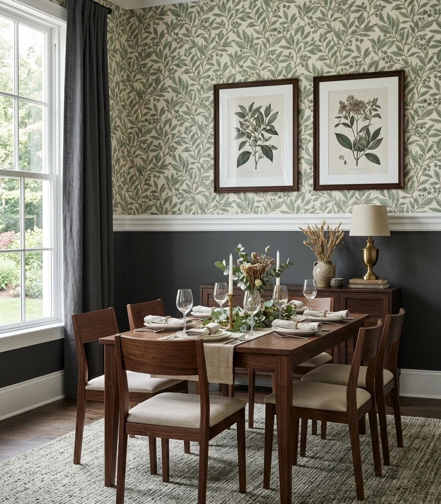 18. Wallpapering Only the Upper Half Above a Chair Rail Line