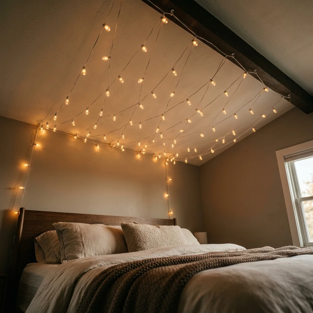 19. DIY String Light Canopy for Ambient Glow