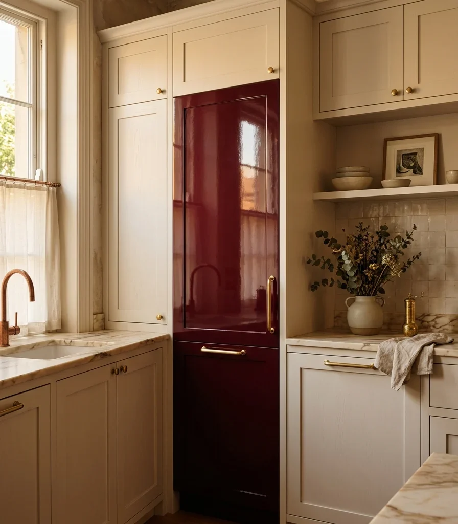 2. Add a Single Burgundy Lacquer Cabinet Insert
