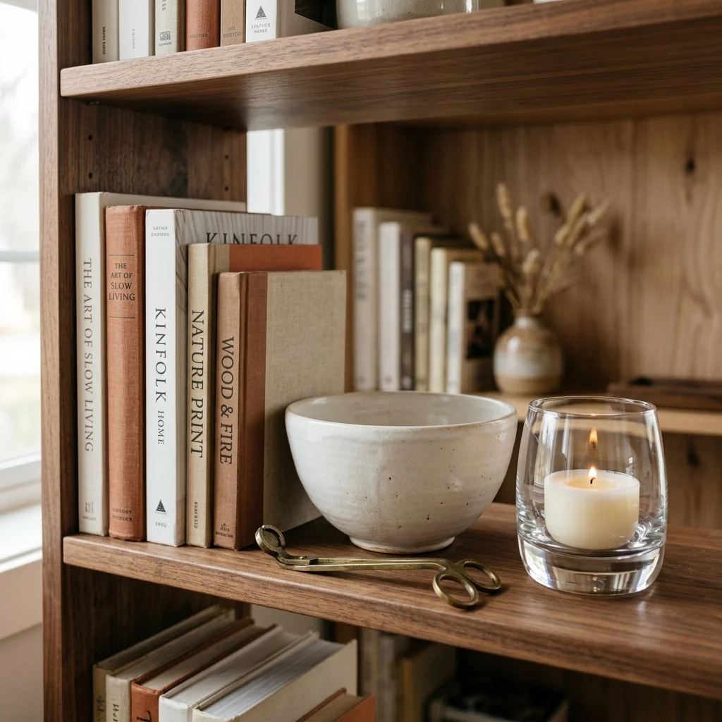 2. Mixing Matte and Glossy Textures on One Shelf