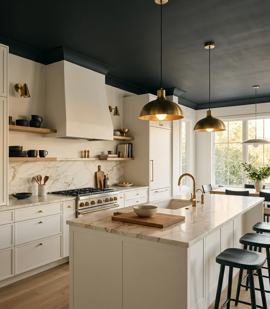 2. Paint a Deep Charcoal Ceiling for a Dramatic Drop