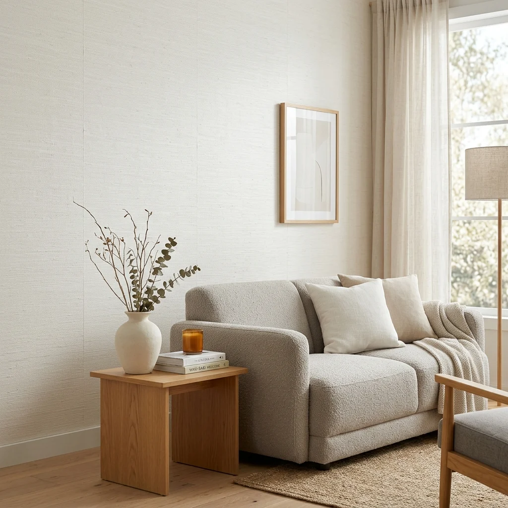 2. Warm White Removable Wallpaper as a Renter-Friendly Accent