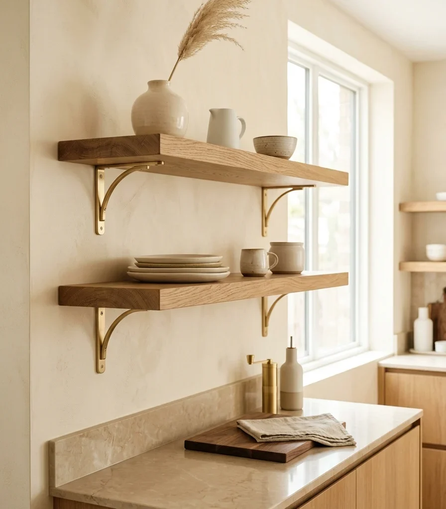 3. Replace Upper Cabinets With Minimal Open Shelving
