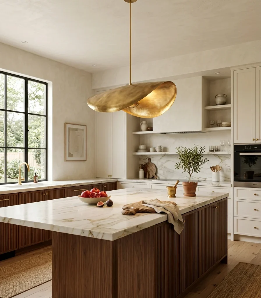 3. A Sculptural Pendant Light as the Kitchen's Art Piece