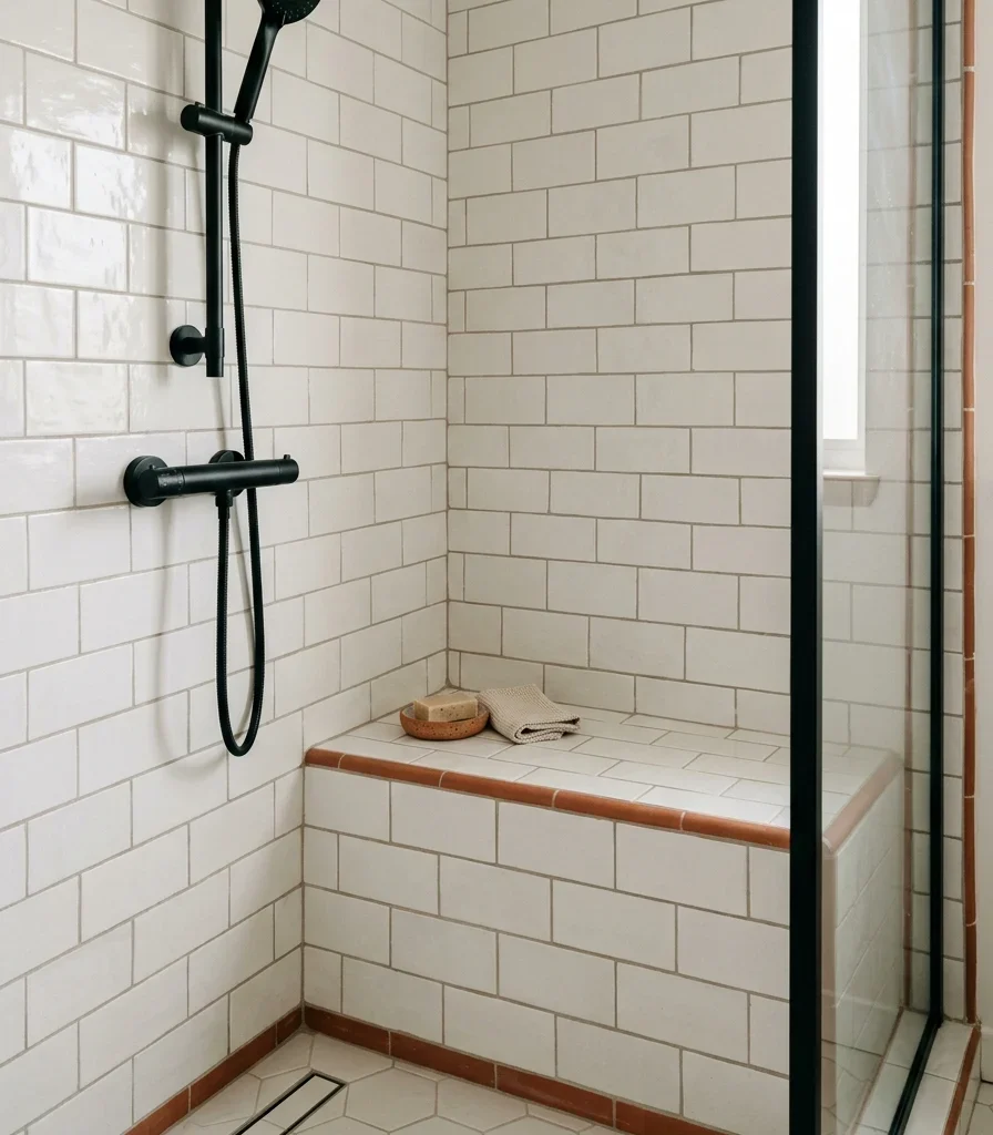 3. Build a Tiled Bench Into the Shower