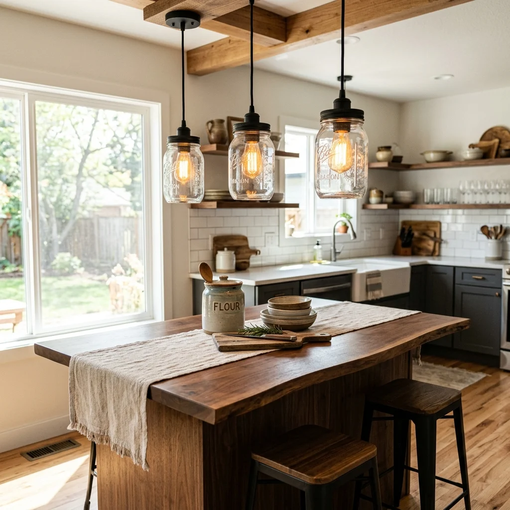 3. DIY Painted Mason Jar Pendant Lights
