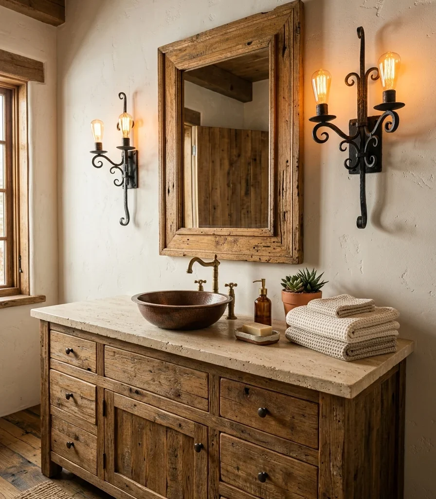 3. Install Wrought Iron Wall Sconces for Warm Glow