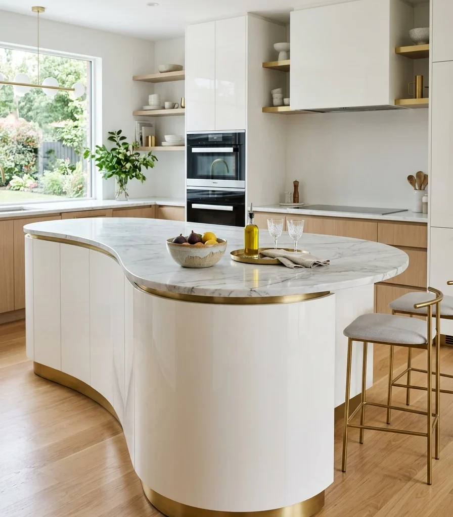 3. Shape a Sculptural Curved Island Silhouette