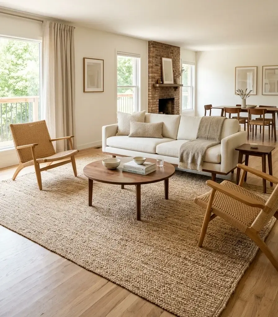 3. Size an Area Rug to Anchor the Seating Zone