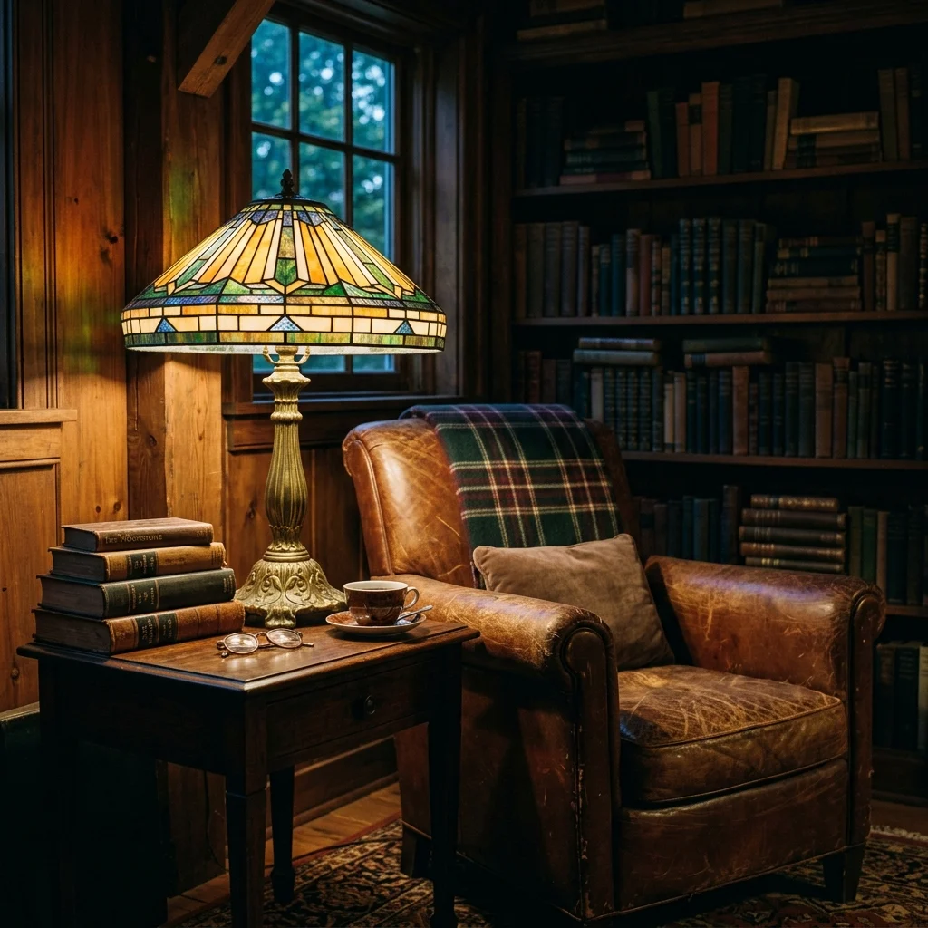 3. Stained and Amber Glass Lamp Shades