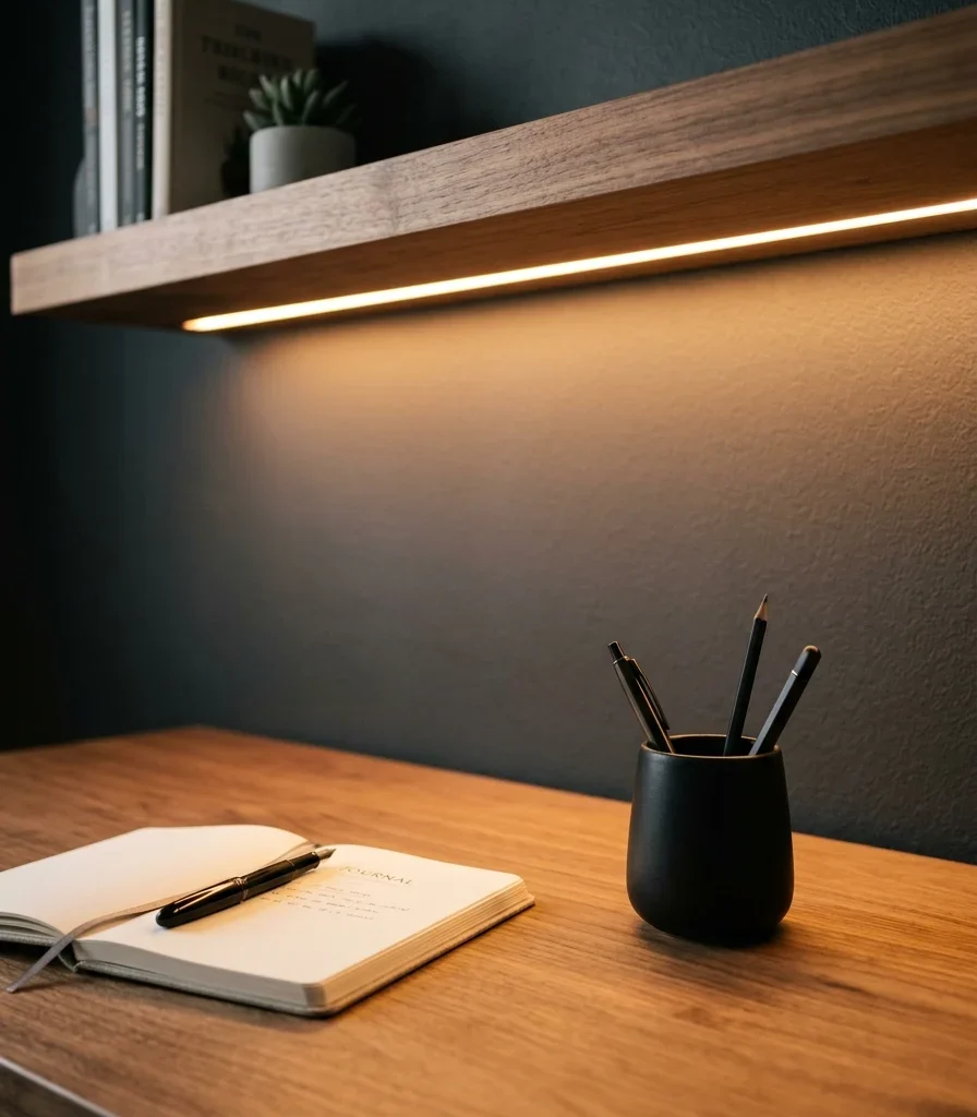 4. Add Under-Shelf Task Lighting for a Clutter-Free Desk