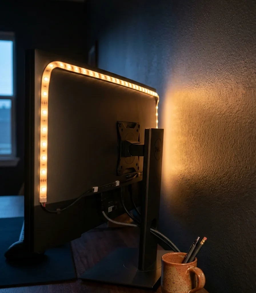 4. Install Bias Lighting Behind the Monitor for Eye Comfort