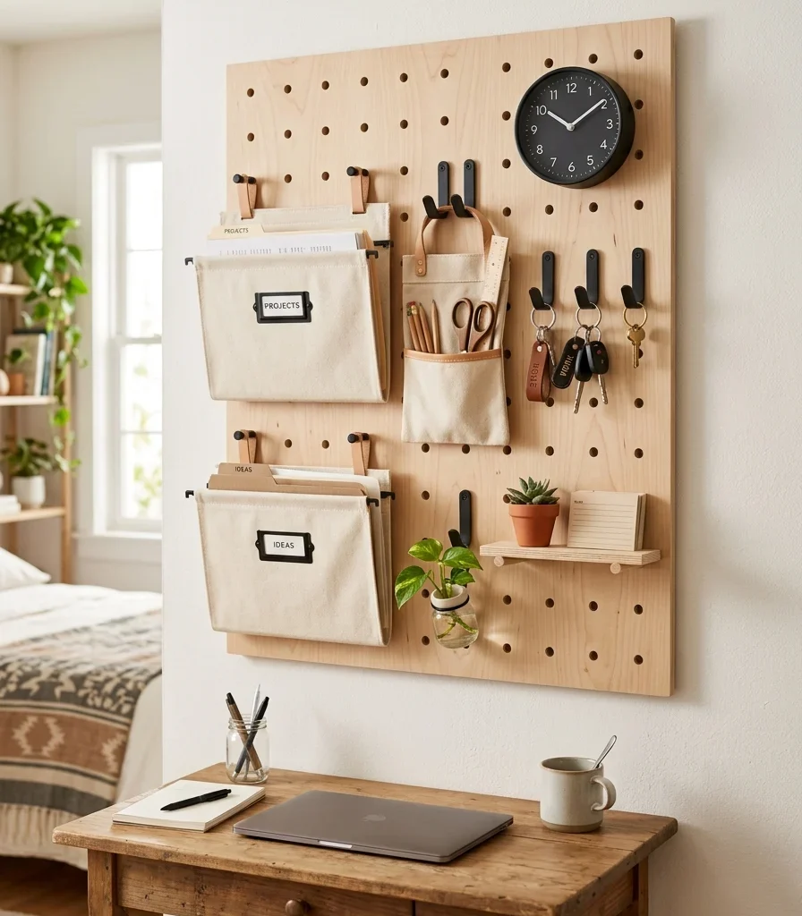 5. Install a Pegboard for Vertical Wall Organization