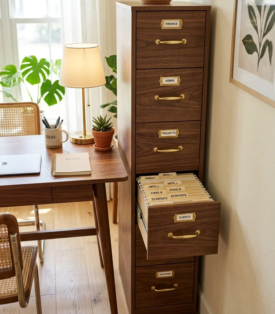 5. A Vertical File Tower Instead of a Wide Filing Cabinet