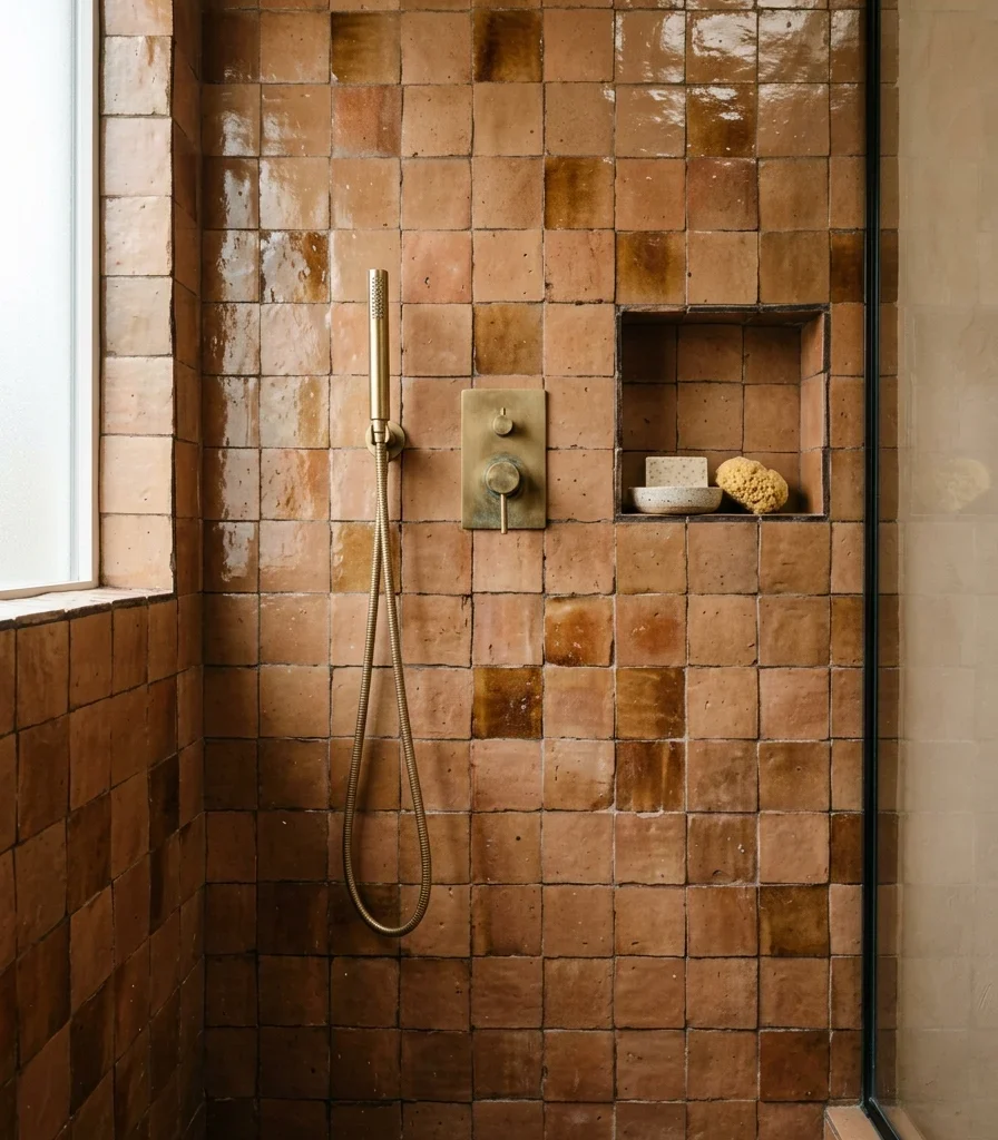 5. Install Zellige Tile in a Warm Clay Tone