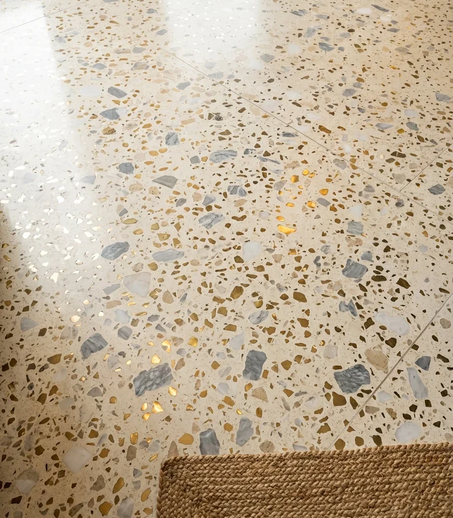 5. Lay a Terrazzo Floor With Brass Fleck Inlay