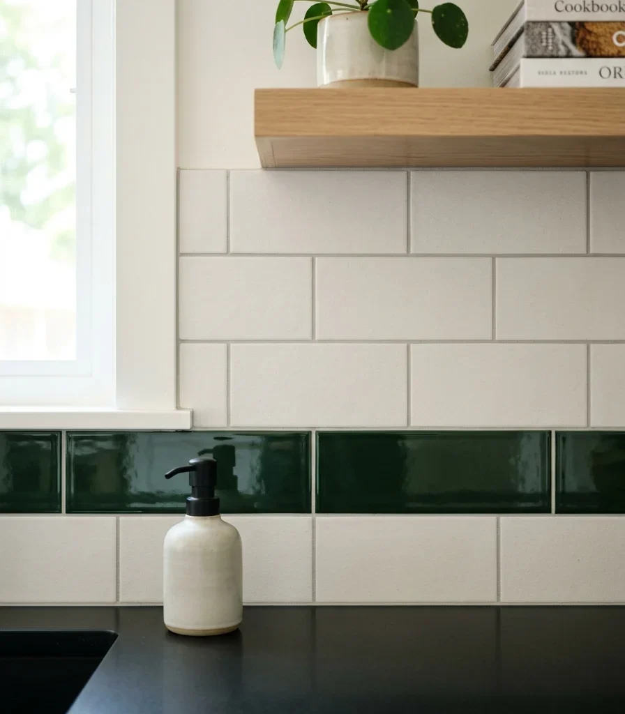 5. Mix a Matte Tile Field With One Glossy Accent Row