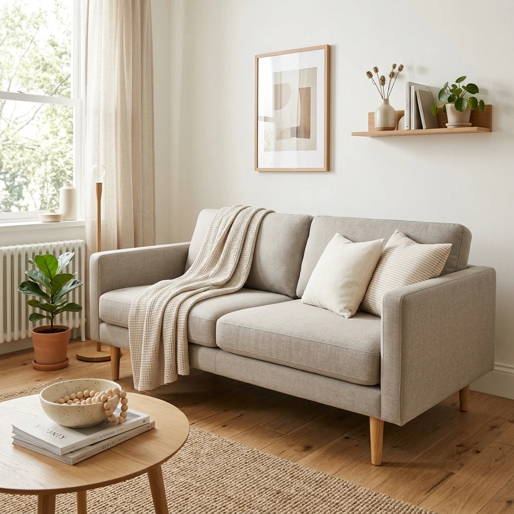 5. Slim-Profile Sofa on Exposed Legs for a Compact Living Room