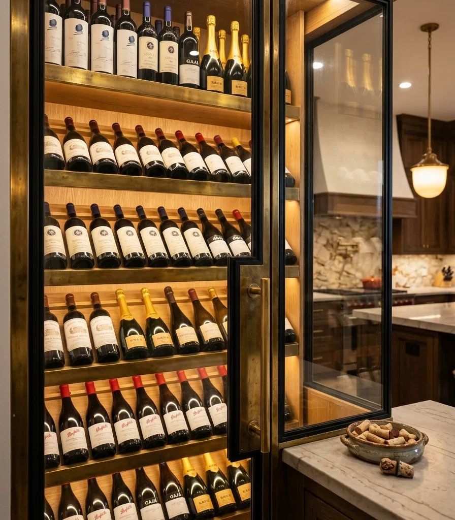 6. Build a Refrigerated Glass-Front Wine Wall