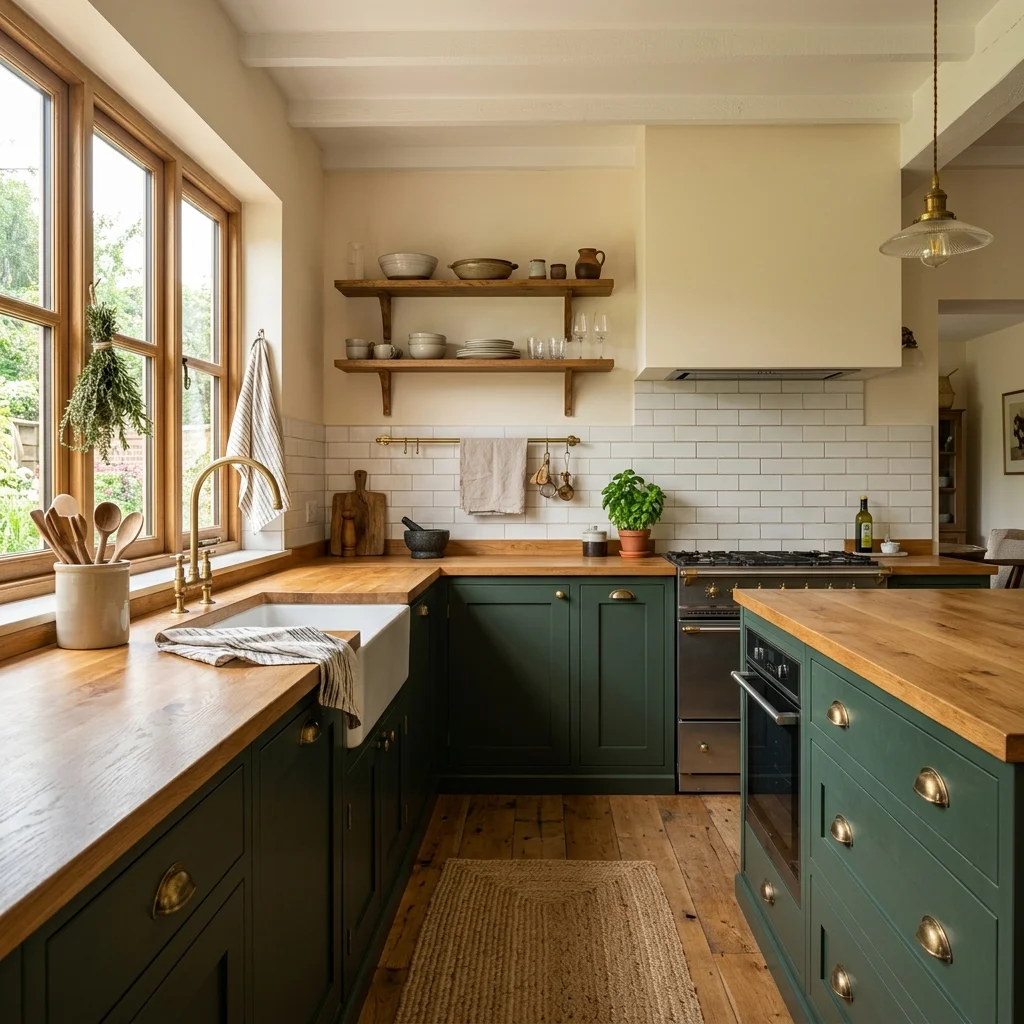 6. Deep Forest Green Cabinetry in the Kitchen