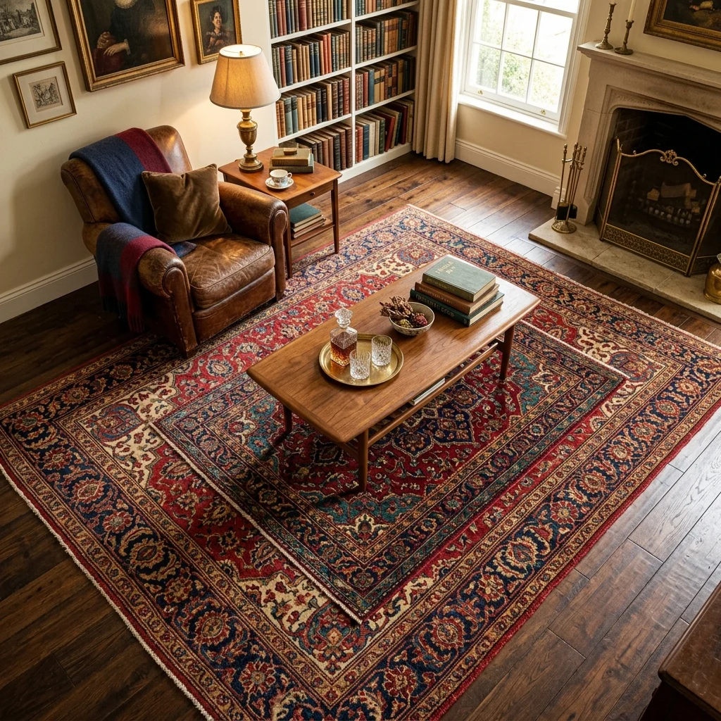 6. Jewel-Toned Persian Rug Layering
