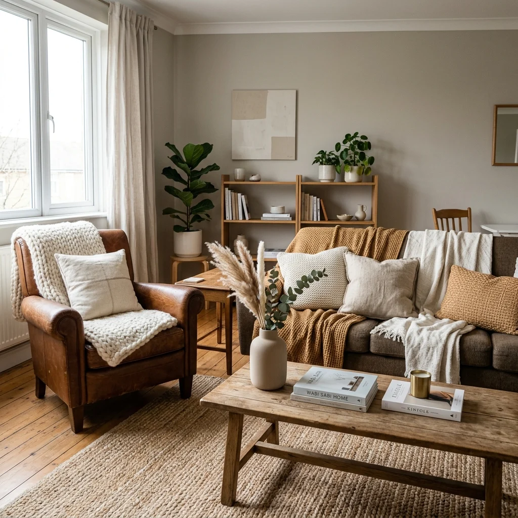 6. Monochromatic Warm Neutral Palette to Unify Mismatched Furniture