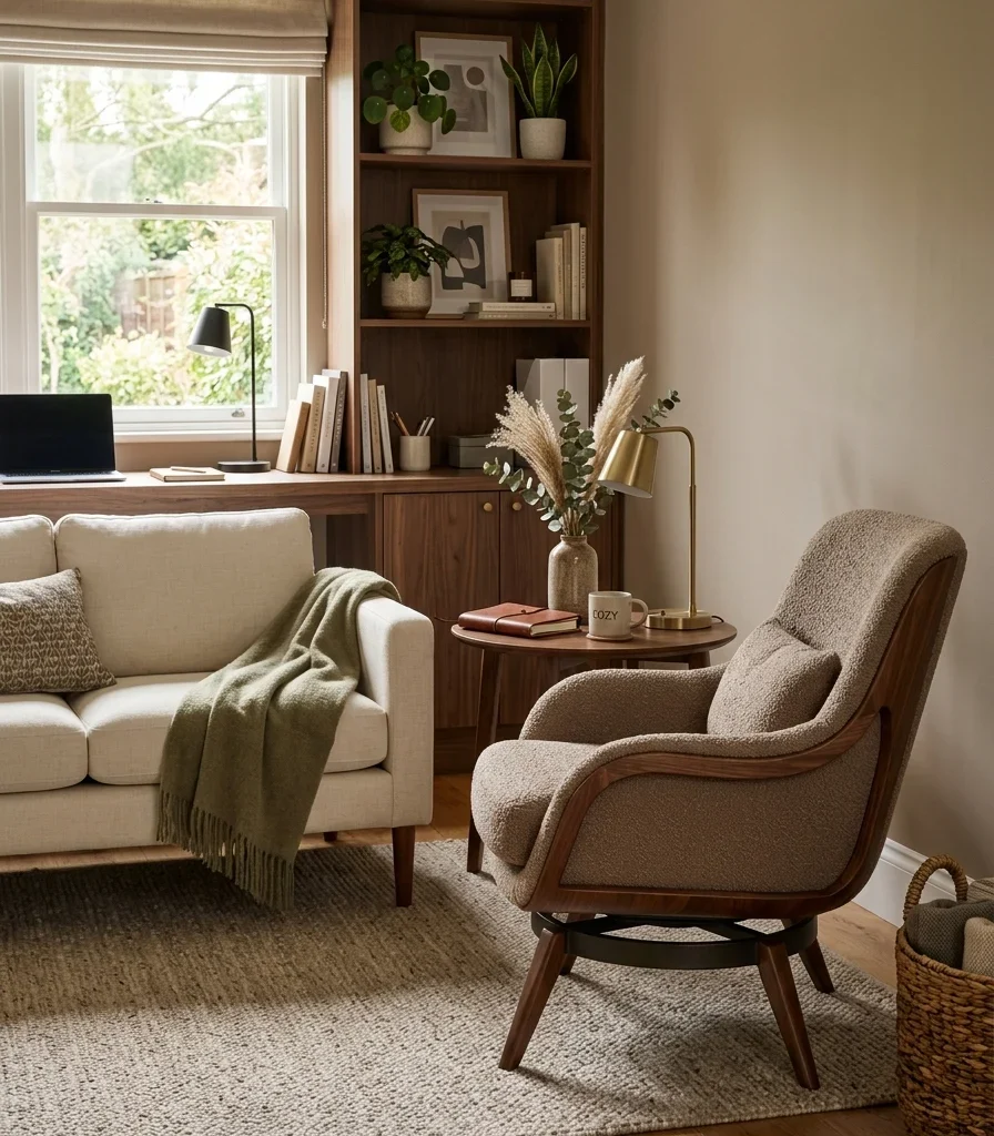 6. Pair a Swivel Accent Chair With the Small Sofa