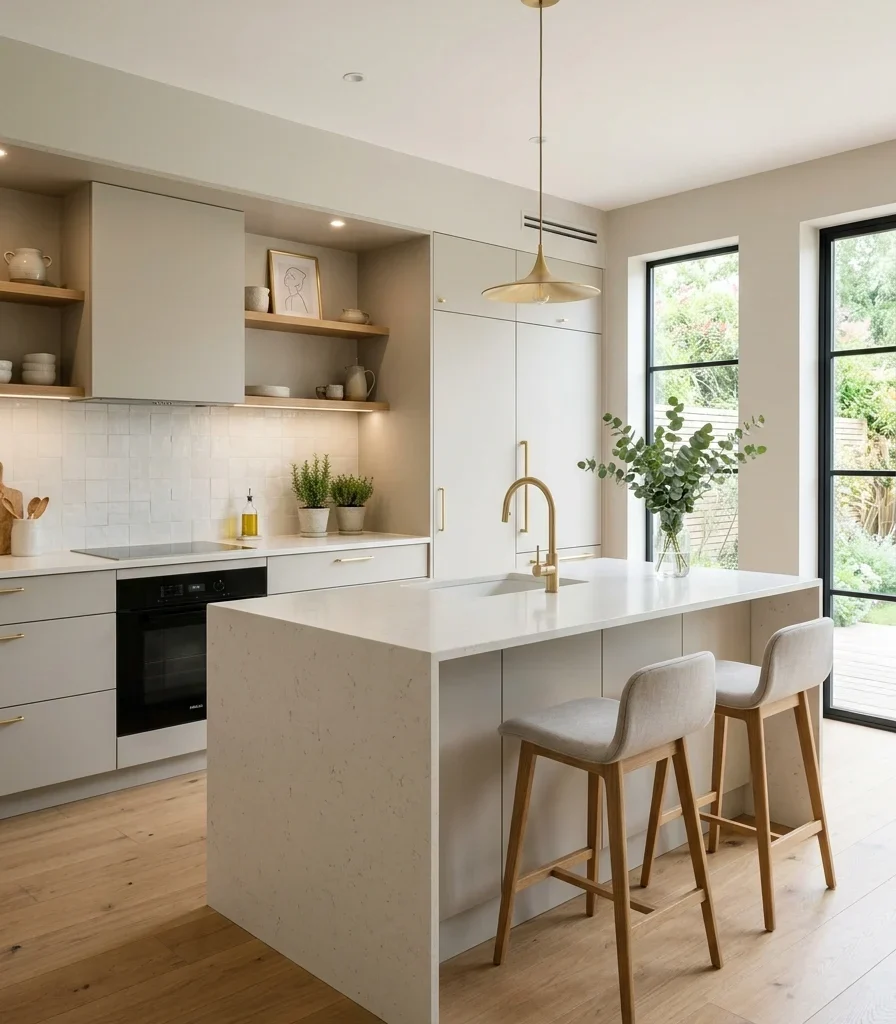 7. Paint Walls in Soft Greige to Maximize Brightness