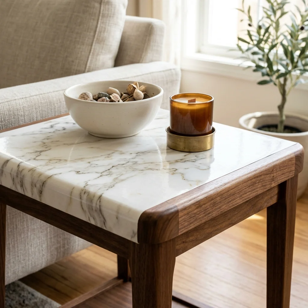 7. Faux Marble Contact Paper on Furniture Tops