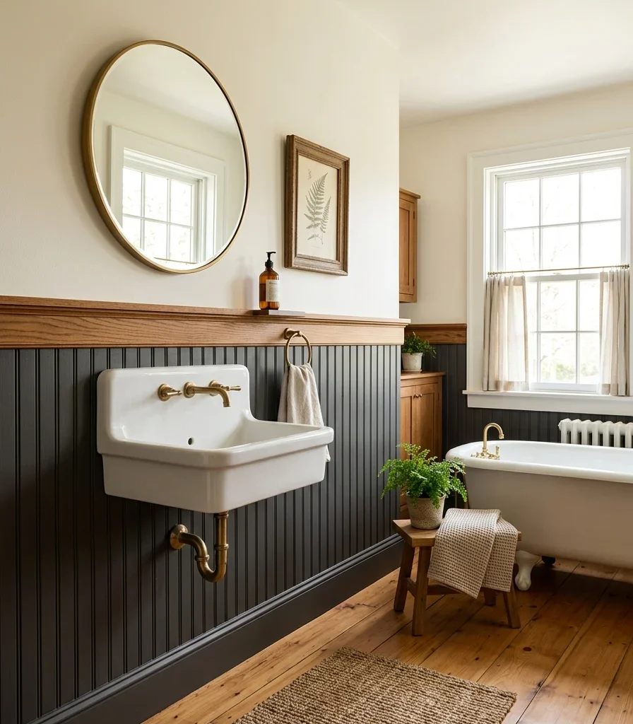 7. Install Warm Charcoal Beadboard Wainscoting