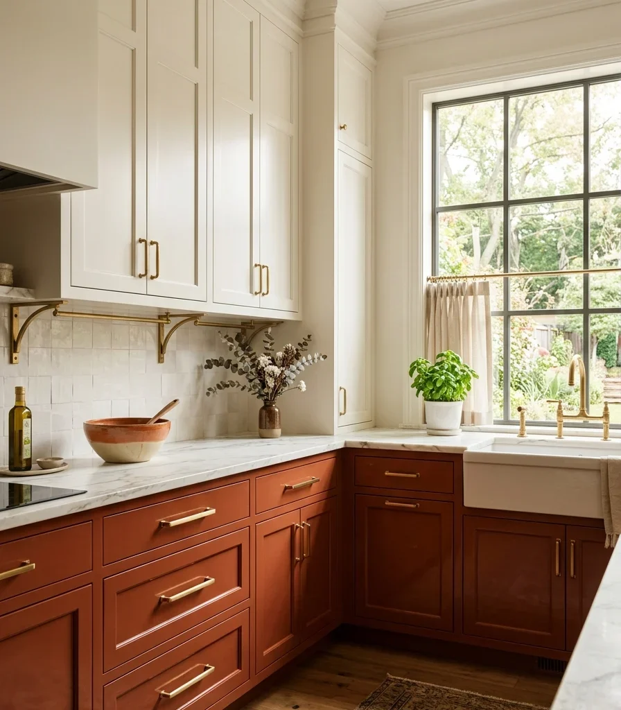 7. Introduce Warm Terracotta Lacquer Cabinetry