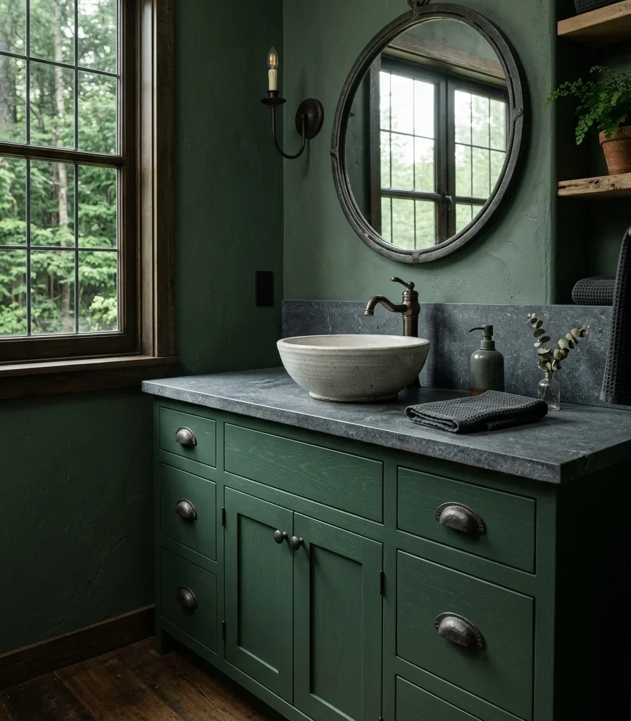 7. Paint the Vanity in Deep Forest Green