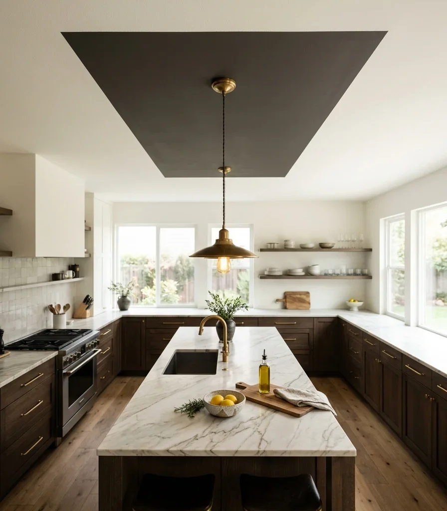 7. Split the Ceiling Two-Tone Between Island and Perimeter