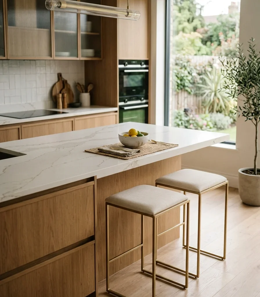 8. Build an Integrated Breakfast Bar With No Bulky Stools