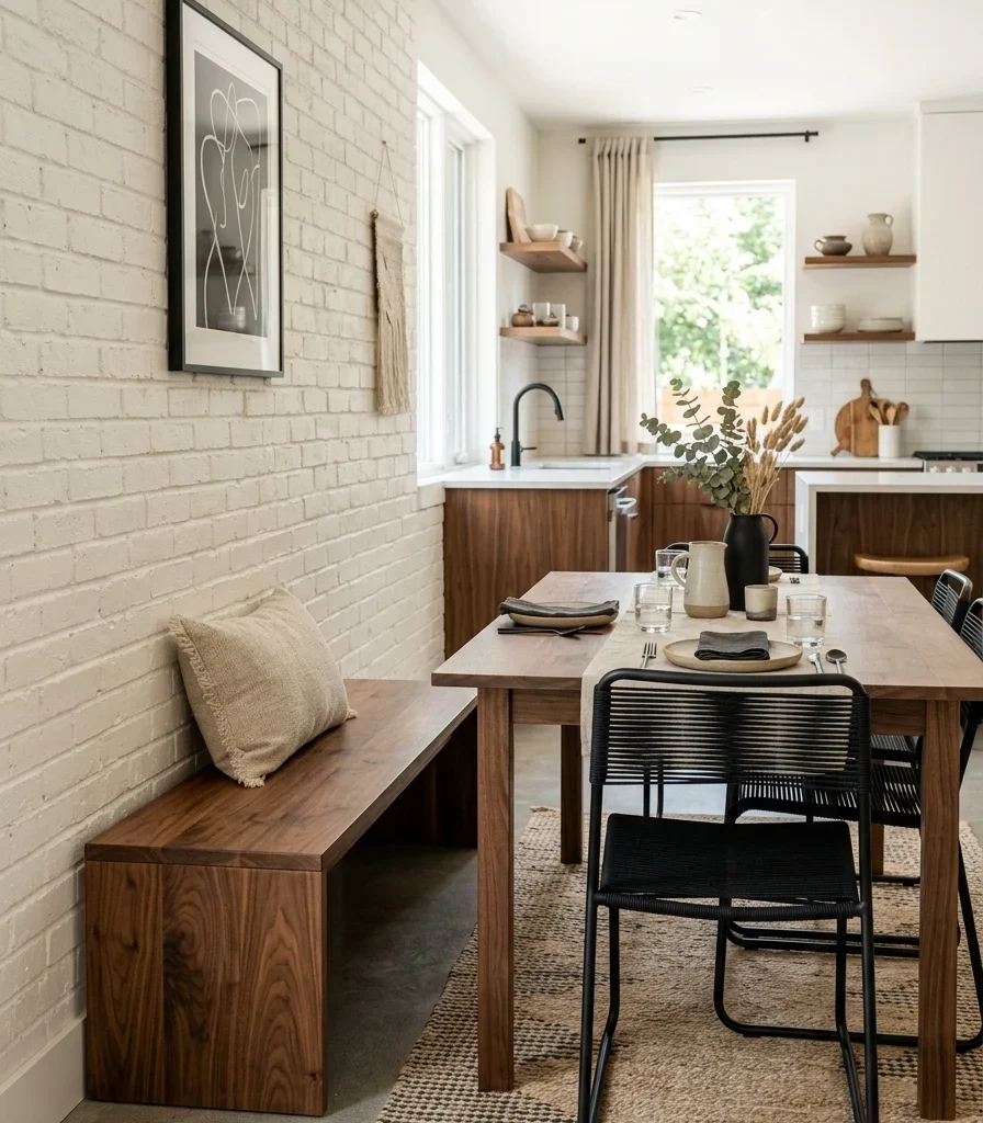 8. Add a Bench on One Side to Save Floor Space