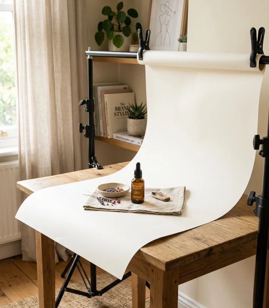 8. Build a Small Photography Corner With a Seamless Backdrop