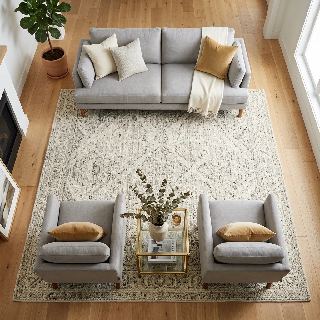 8. Furniture Grouped Tightly Around a Correctly Sized Rug