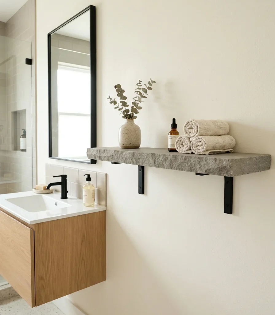 8. Replace the Medicine Cabinet With a Floating Open Shelf