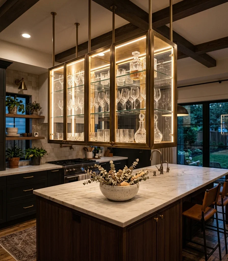 8. Suspend a Glass-Front Cabinet From the Ceiling