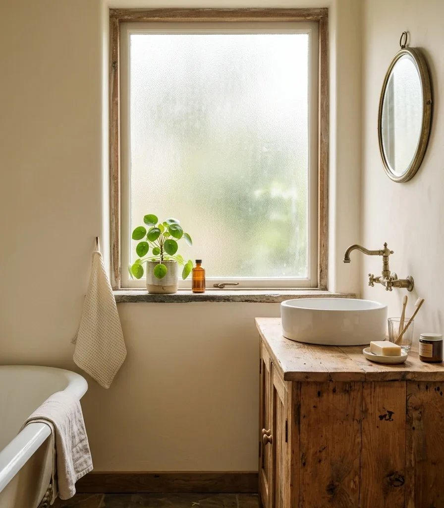 8. Use a Frosted Window for Even Rustic Daylight